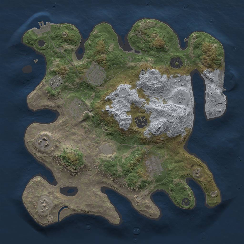 Rust Map: Procedural Map, Size: 3000, Seed: 1376940092, 14 Monuments