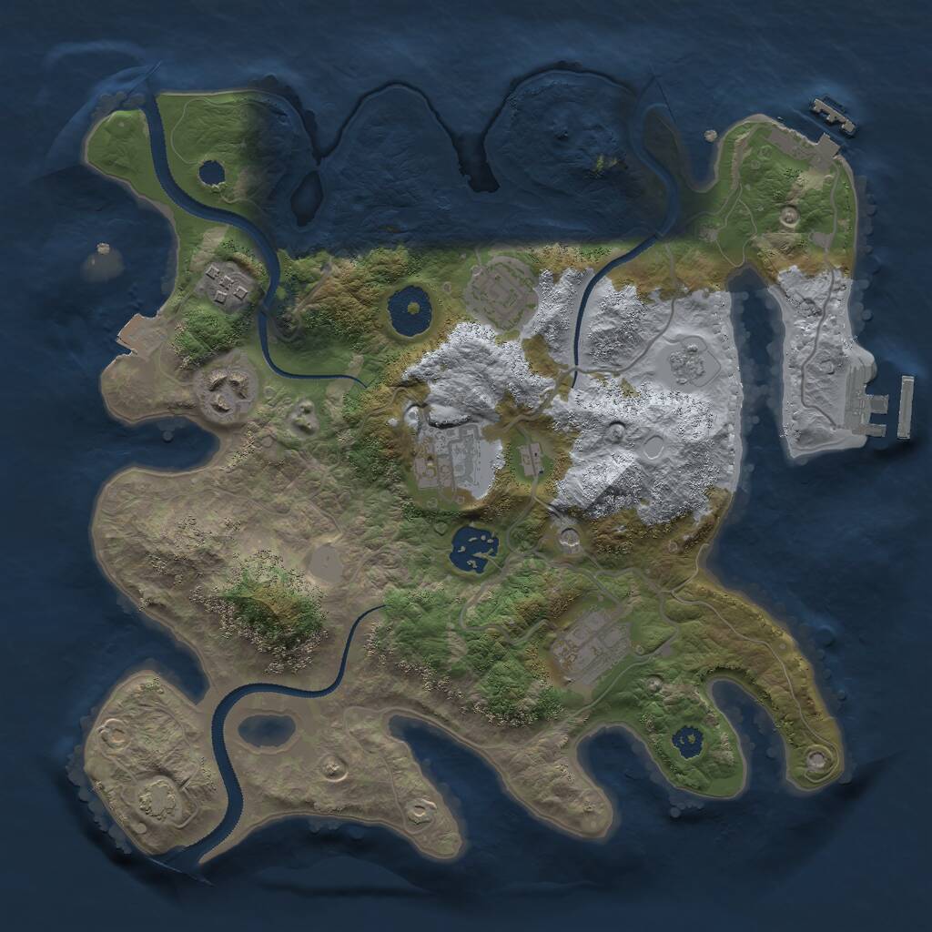 Rust Map: Procedural Map, Size: 3000, Seed: 1376940092, 12 Monuments