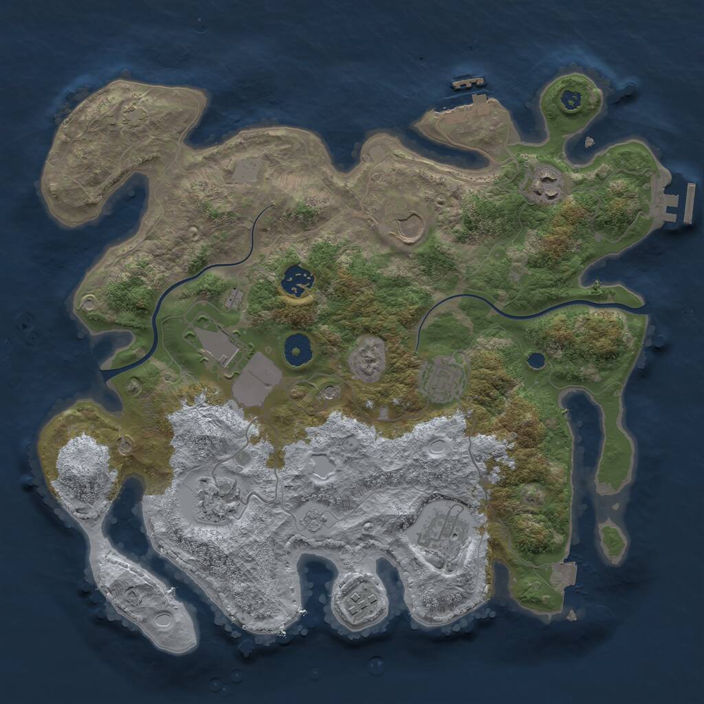 Rust Map: Procedural Map, Size: 3500, Seed: 32425612, 14 Monuments