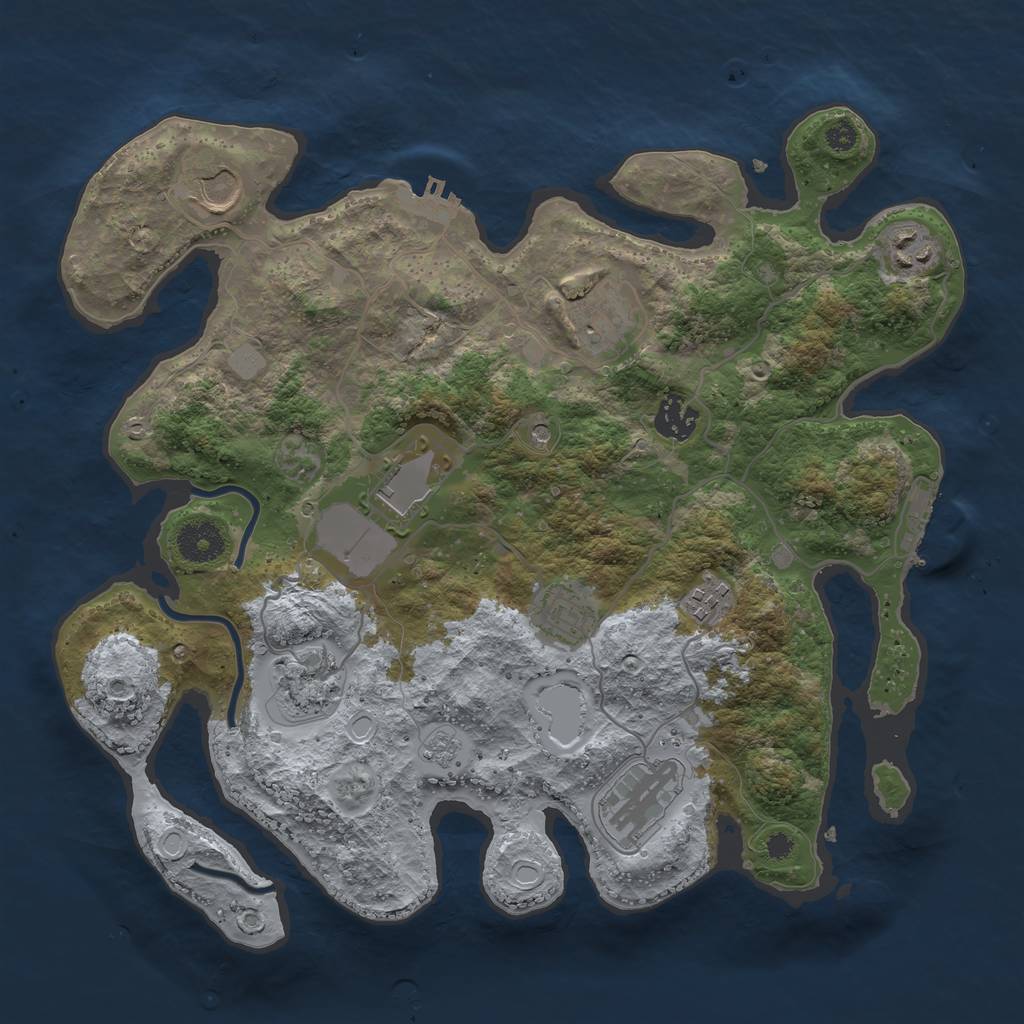 Rust Map: Procedural Map, Size: 3500, Seed: 32425612, 18 Monuments