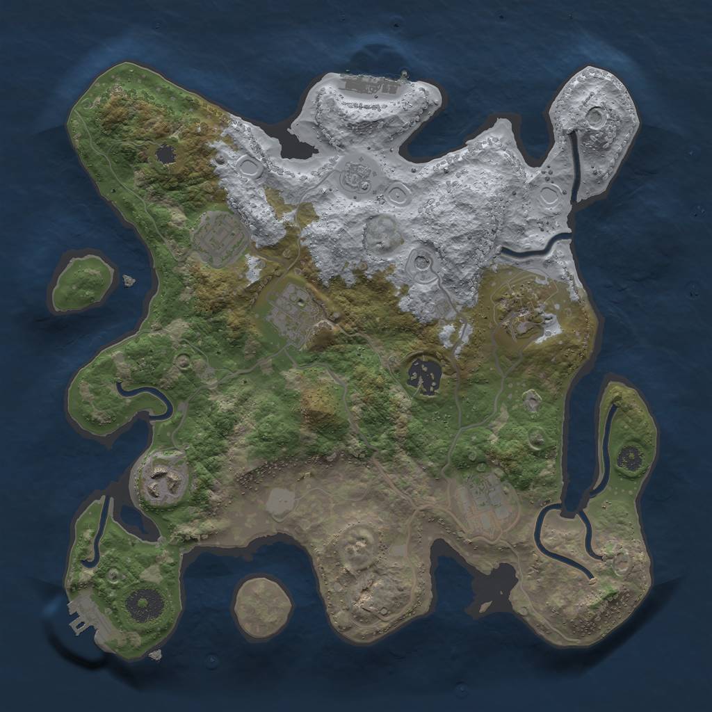 Rust Map: Procedural Map, Size: 3000, Seed: 1993677202, 15 Monuments