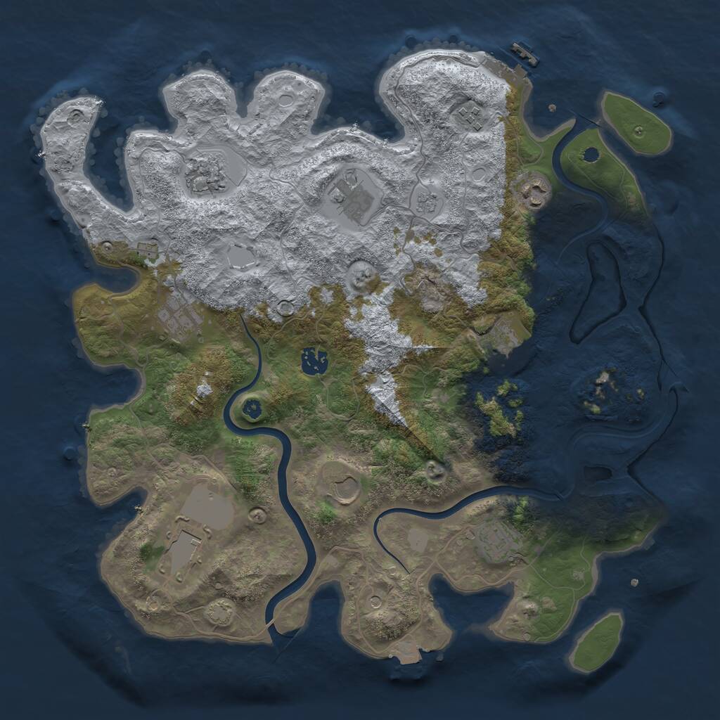 Rust Map: Procedural Map, Size: 3850, Seed: 824649275, 15 Monuments