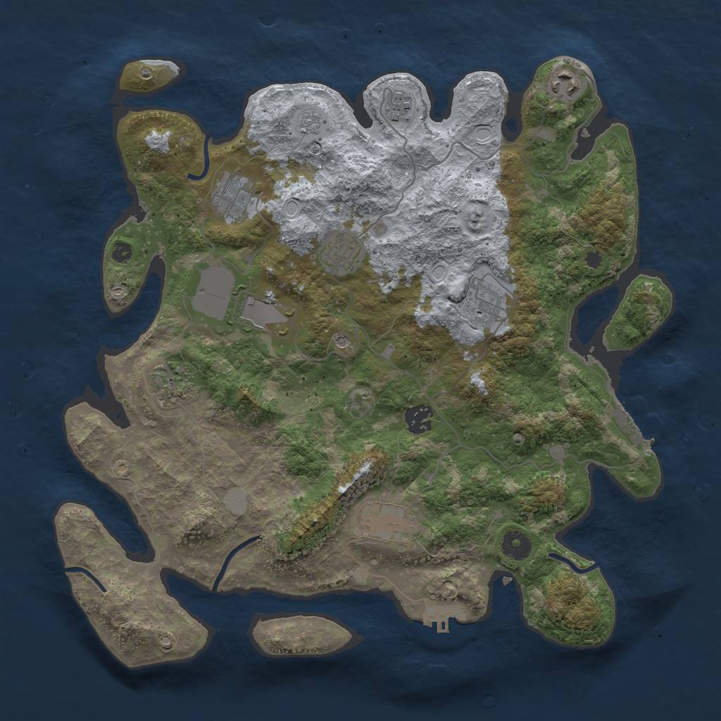 Rust Map: Procedural Map, Size: 3700, Seed: 967227, 18 Monuments