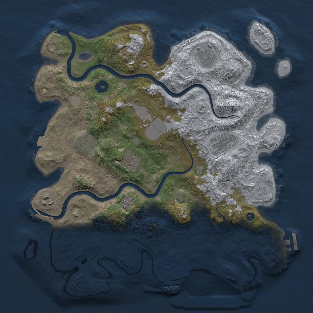 Rust Map: Procedural Map, Size: 3700, Seed: 1143045777, 13 Monuments