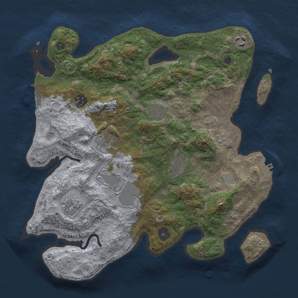Rust Map: Procedural Map, Size: 3500, Seed: 18583, 17 Monuments