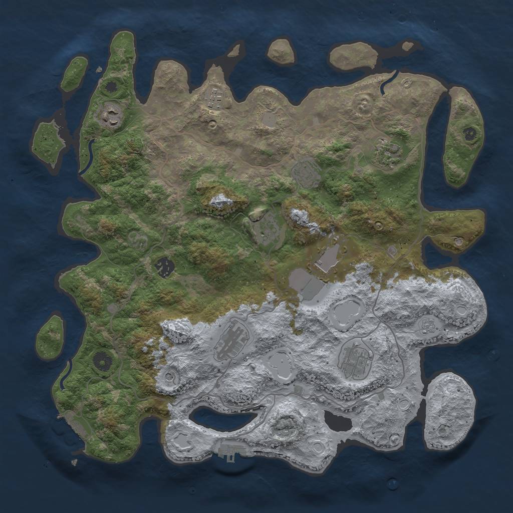 Rust Map: Procedural Map, Size: 4000, Seed: 45734123, 16 Monuments