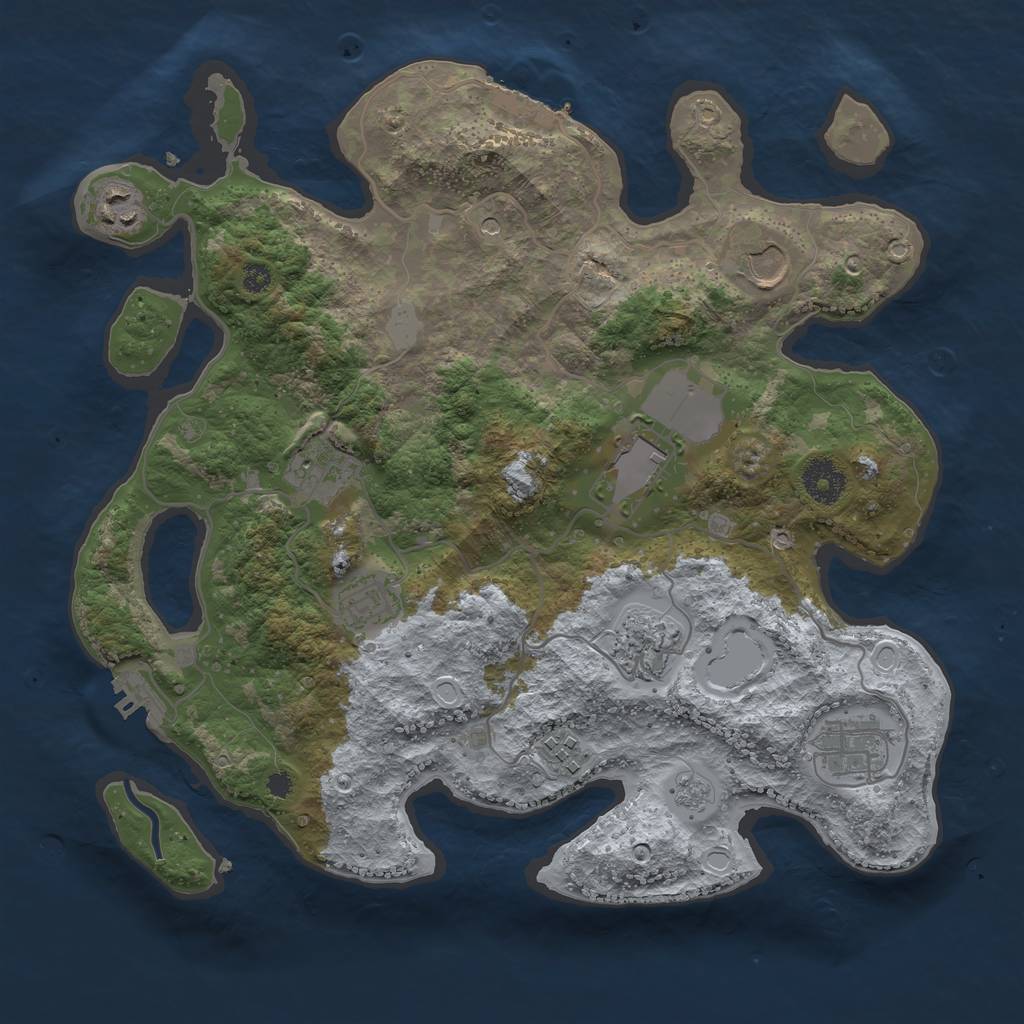 Rust Map: Procedural Map, Size: 3500, Seed: 34549429, 17 Monuments