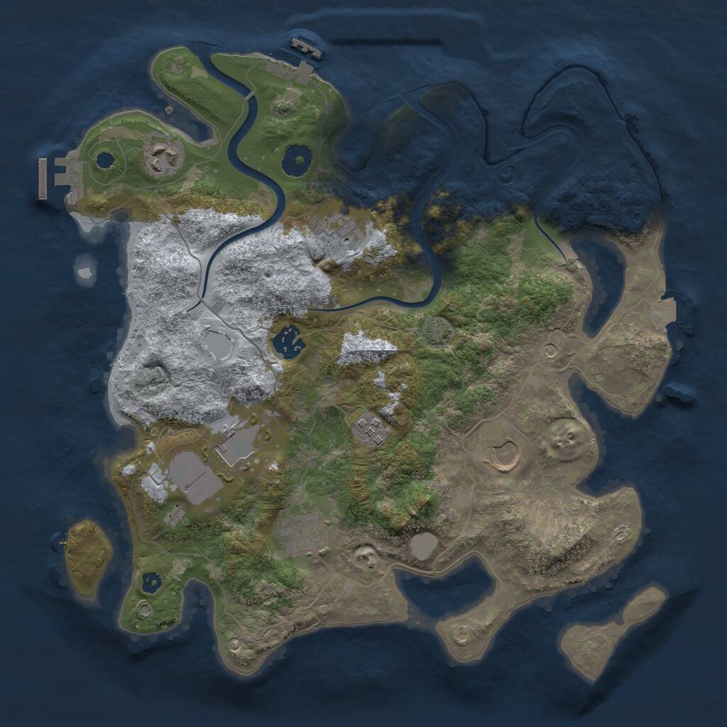 Rust Map: Procedural Map, Size: 3500, Seed: 12046375, 12 Monuments