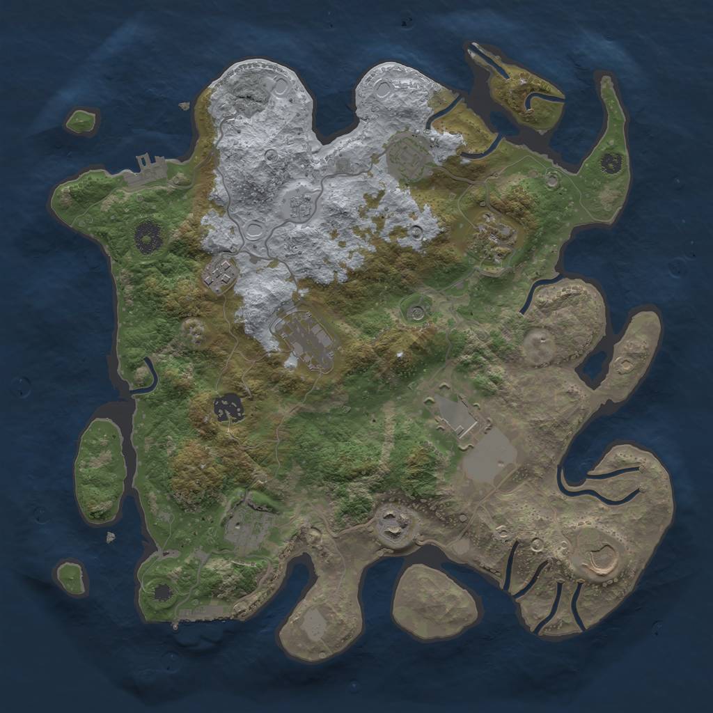 Rust Map: Procedural Map, Size: 3500, Seed: 77831227, 18 Monuments
