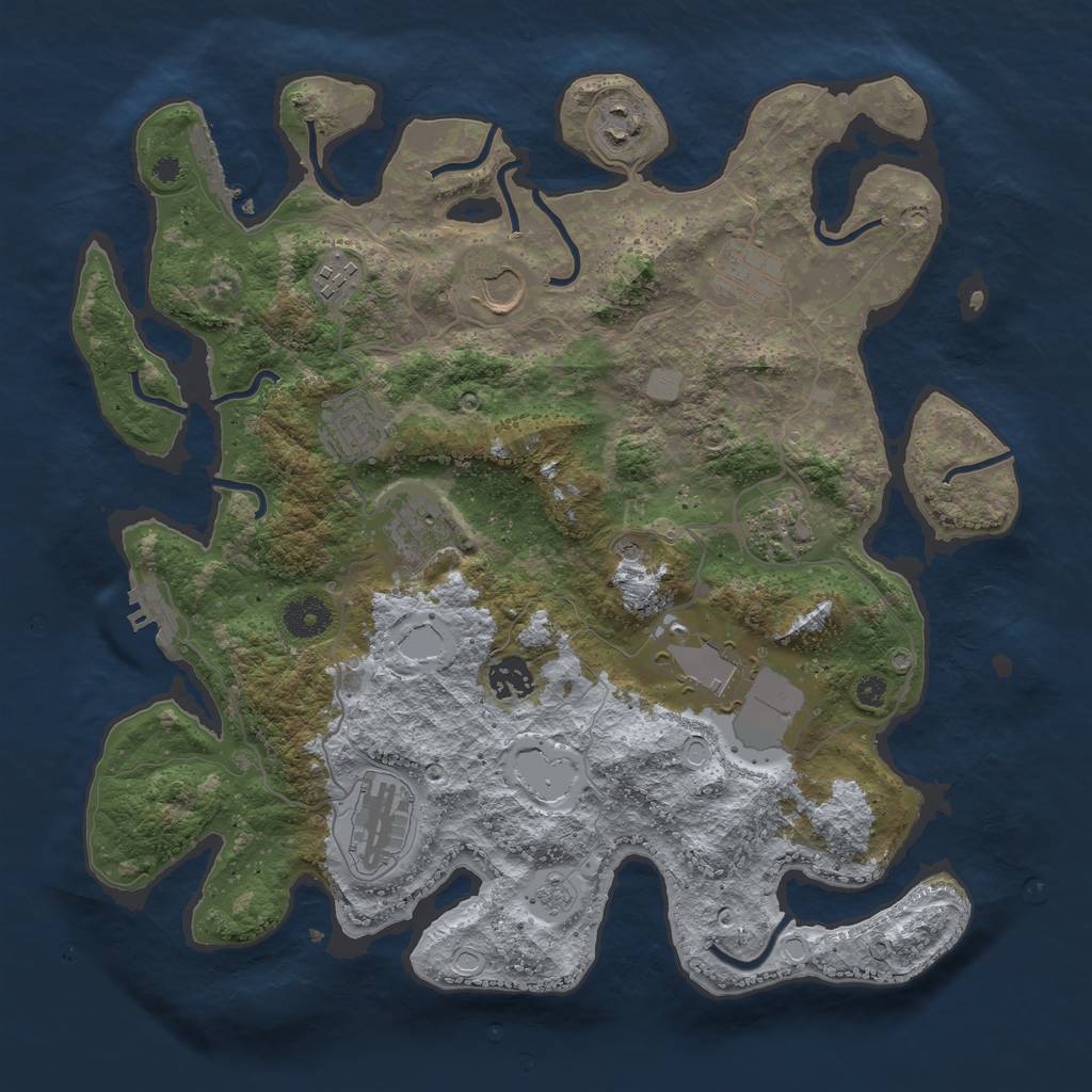 Rust Map: Procedural Map, Size: 3700, Seed: 410135, 19 Monuments