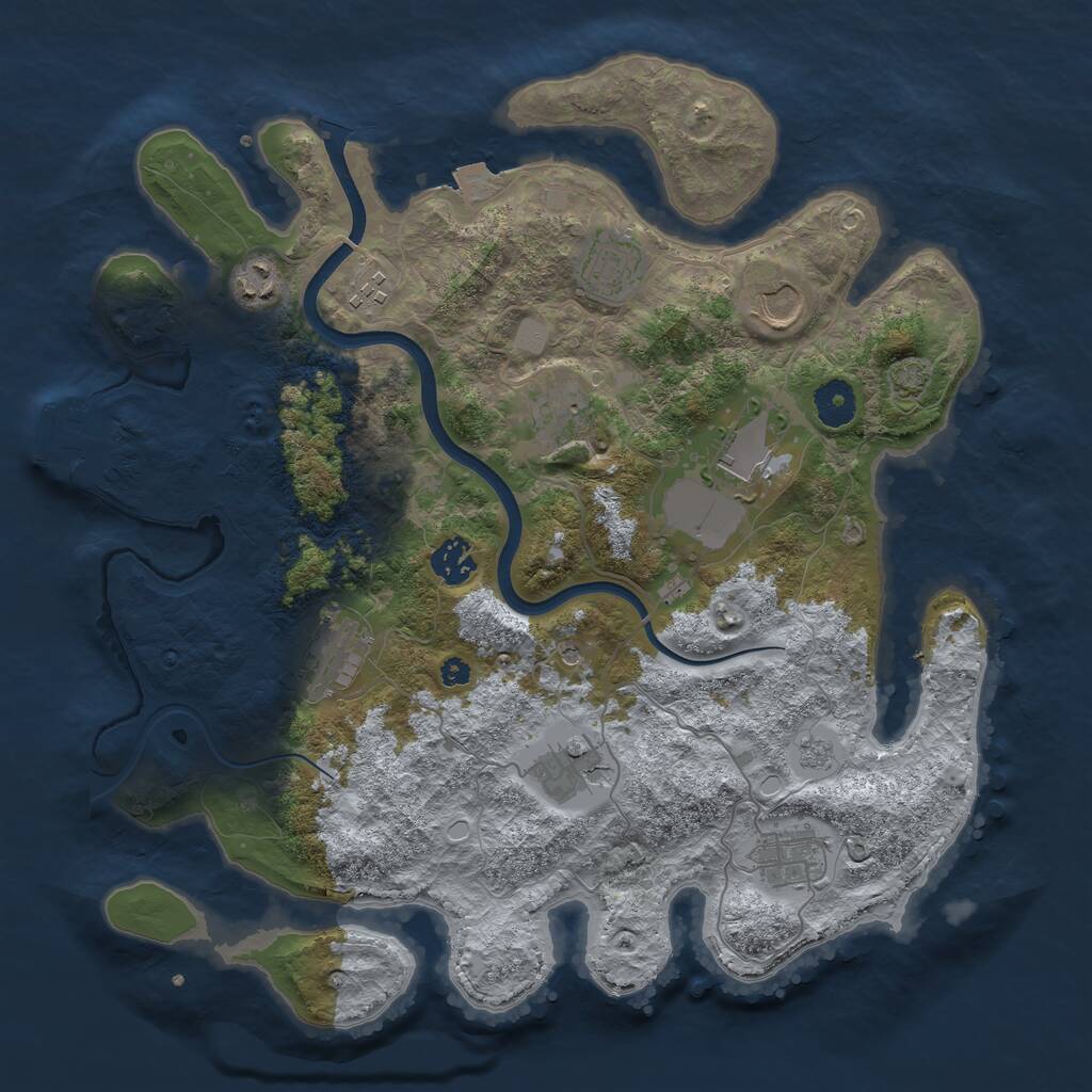 Rust Map: Procedural Map, Size: 3700, Seed: 659042, 15 Monuments