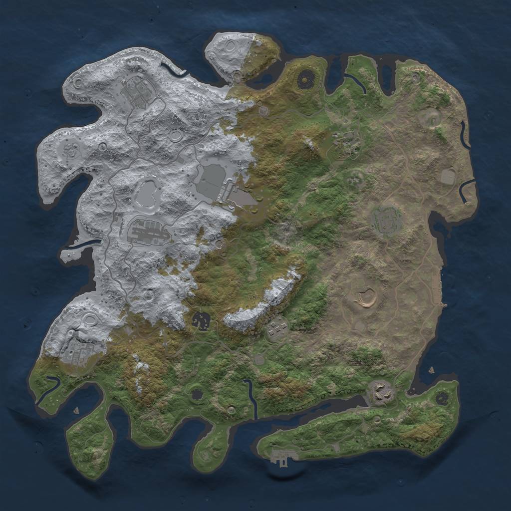 Rust Map: Procedural Map, Size: 4000, Seed: 1876601281, 17 Monuments