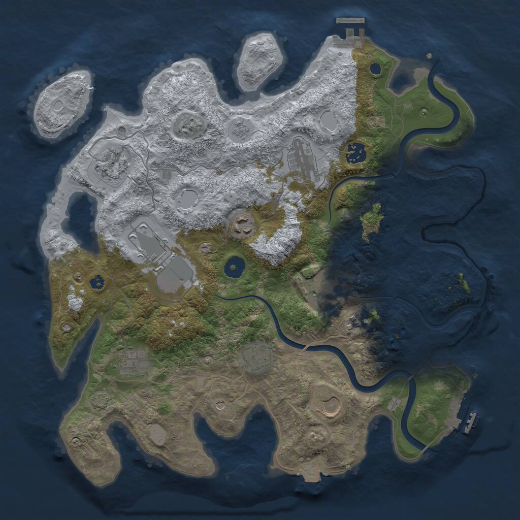 Rust Map: Procedural Map, Size: 3700, Seed: 826987, 16 Monuments