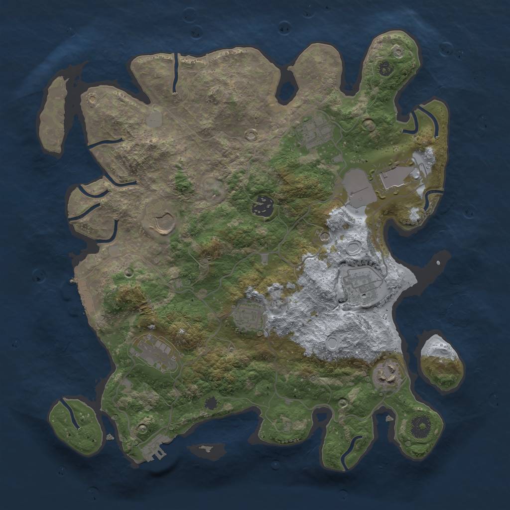Rust Map: Procedural Map, Size: 3500, Seed: 18398924, 16 Monuments