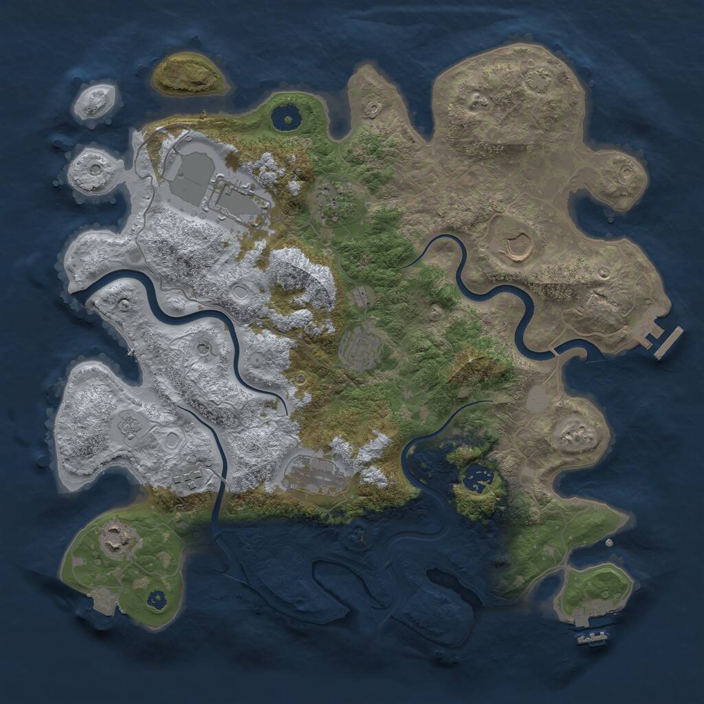 Rust Map: Procedural Map, Size: 3700, Seed: 877531, 14 Monuments