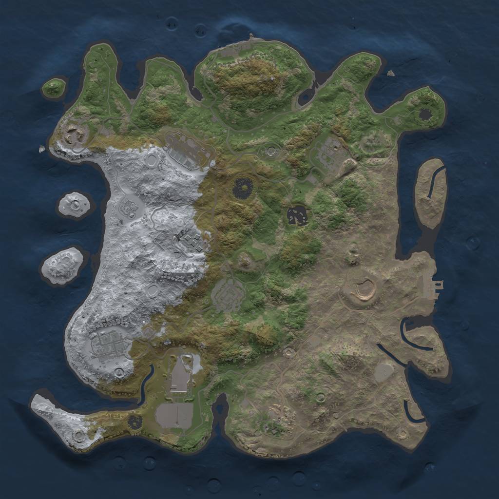 Rust Map: Procedural Map, Size: 3500, Seed: 18672874, 19 Monuments