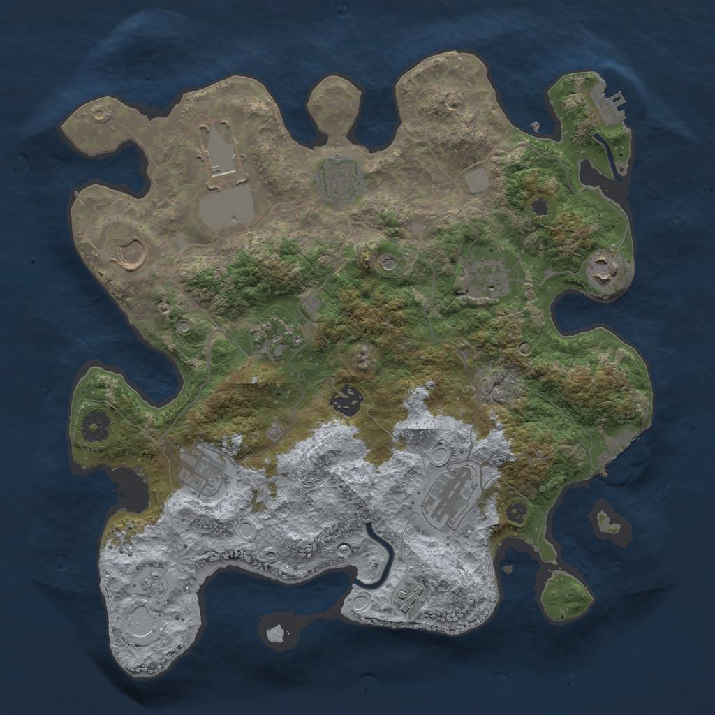 Rust Map: Procedural Map, Size: 3500, Seed: 1101772012, 19 Monuments