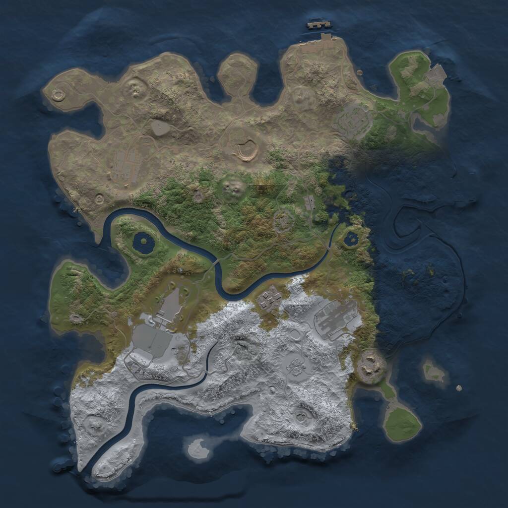 Rust Map: Procedural Map, Size: 3500, Seed: 1101772012, 13 Monuments