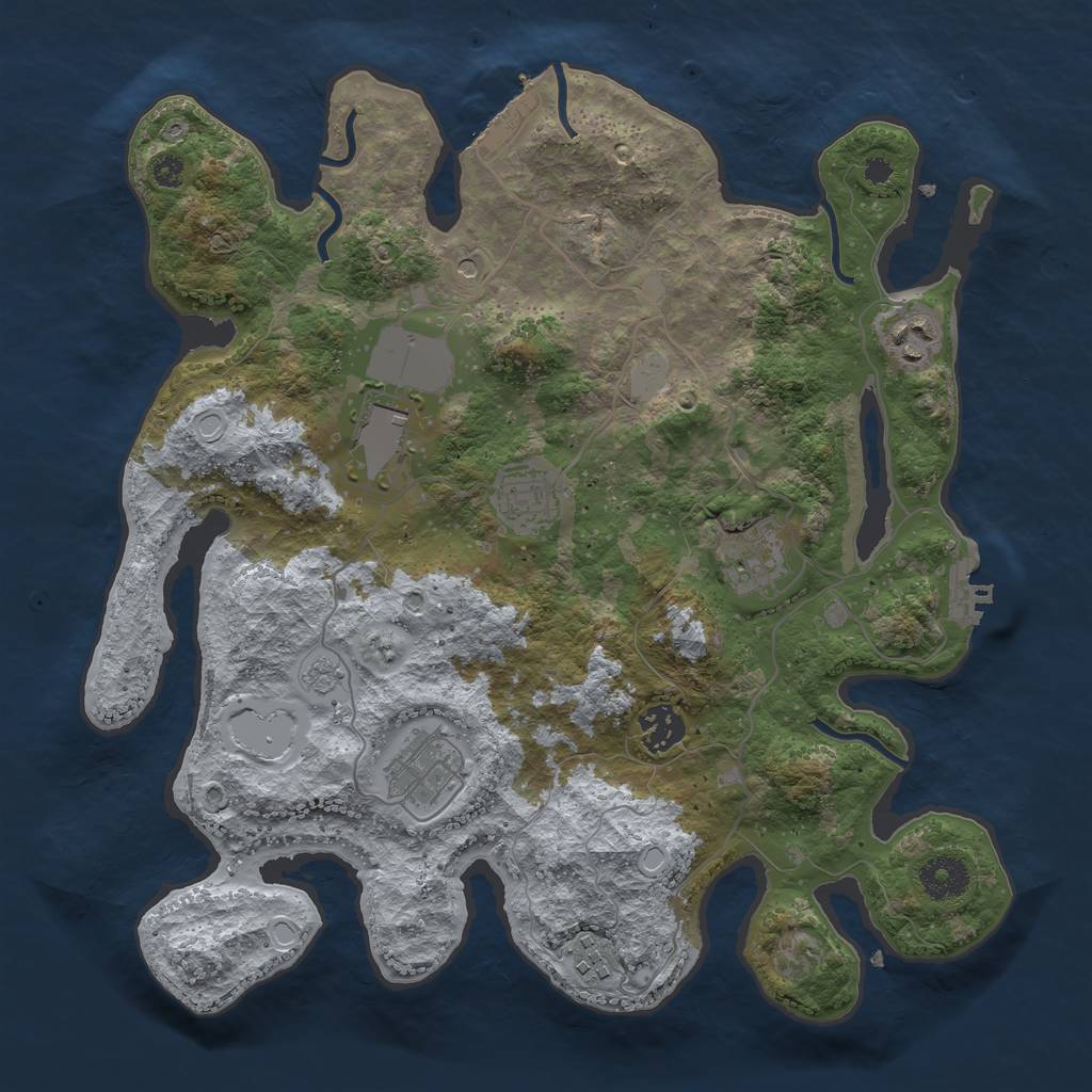 Rust Map: Procedural Map, Size: 3500, Seed: 1486082131, 14 Monuments