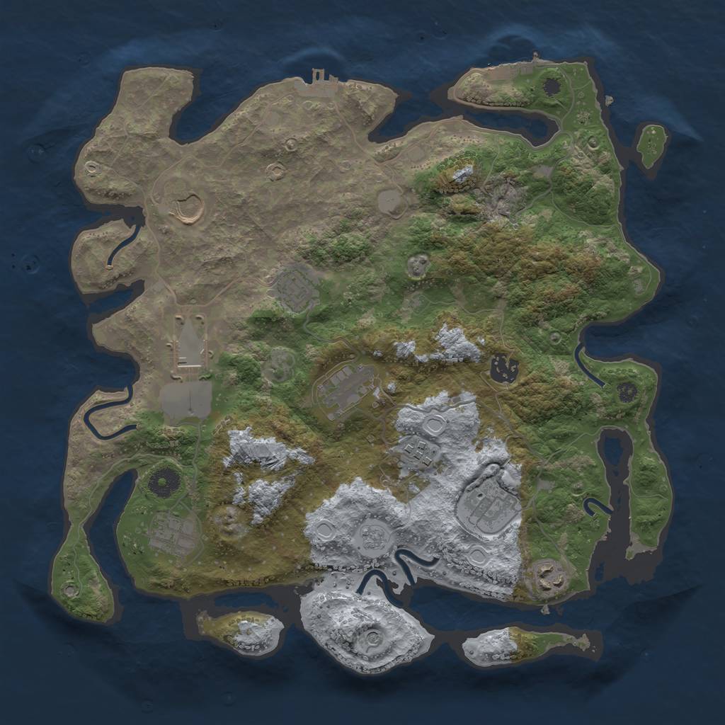 Rust Map: Procedural Map, Size: 3650, Seed: 1012023, 16 Monuments