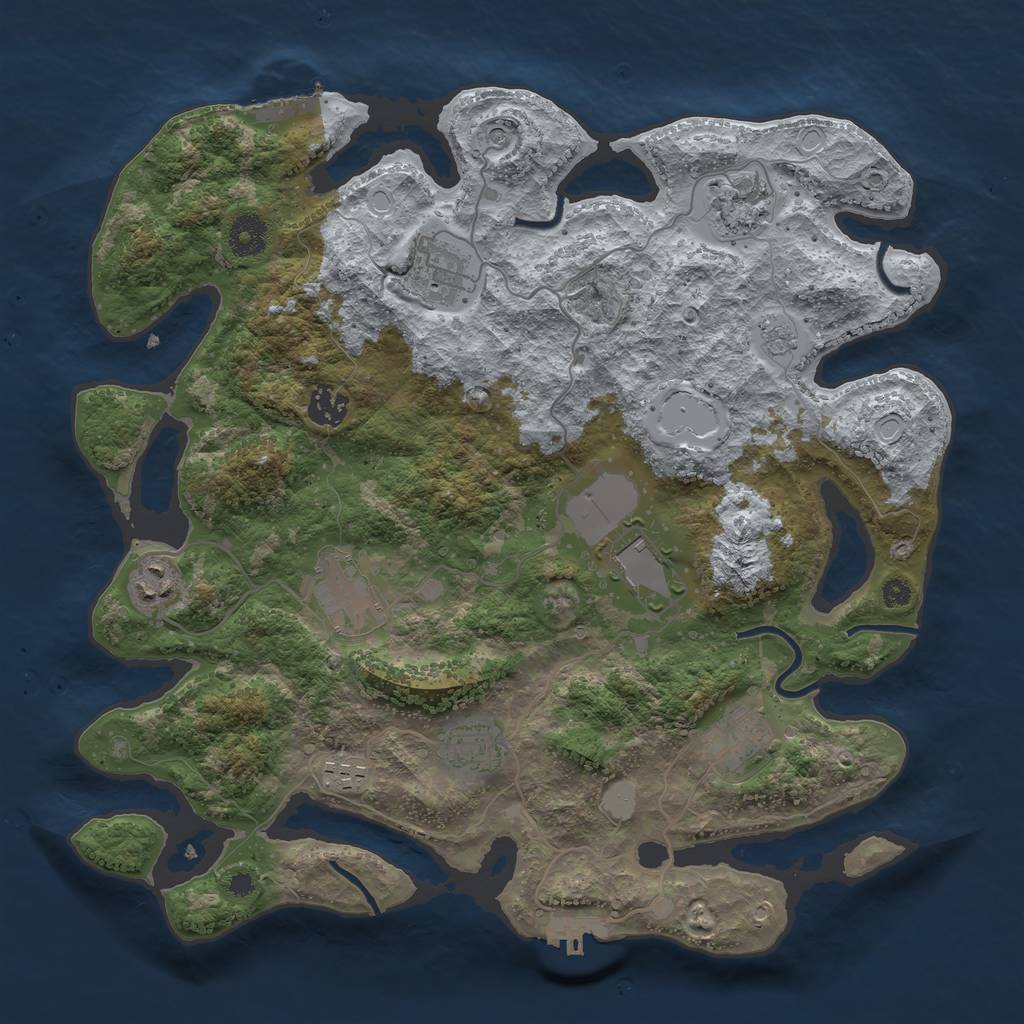 Rust Map: Procedural Map, Size: 3700, Seed: 602953, 16 Monuments