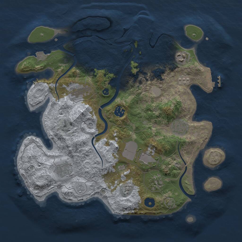Rust Map: Procedural Map, Size: 3500, Seed: 25363, 14 Monuments