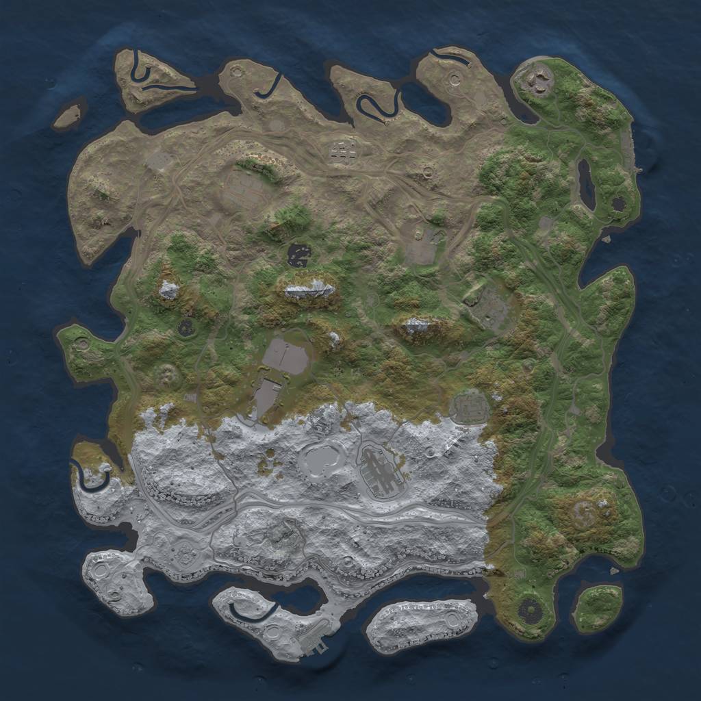 Rust Map: Procedural Map, Size: 4250, Seed: 190844943, 18 Monuments