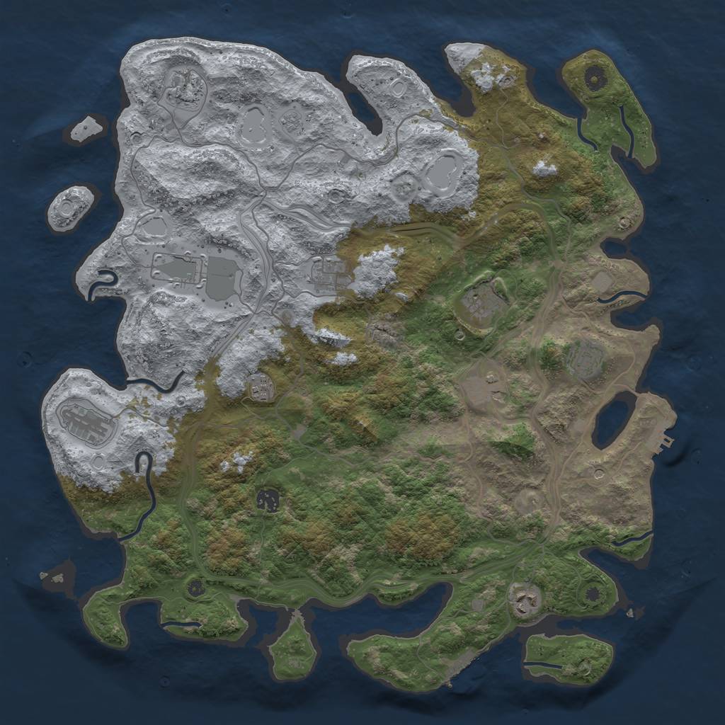 Rust Map: Procedural Map, Size: 4500, Seed: 1840769897, 17 Monuments