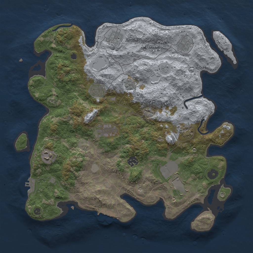 Rust Map: Procedural Map, Size: 3700, Seed: 886049, 18 Monuments