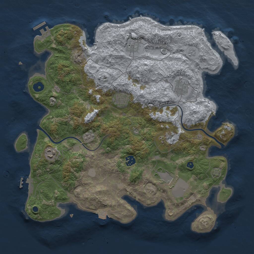Rust Map: Procedural Map, Size: 3700, Seed: 886049, 14 Monuments