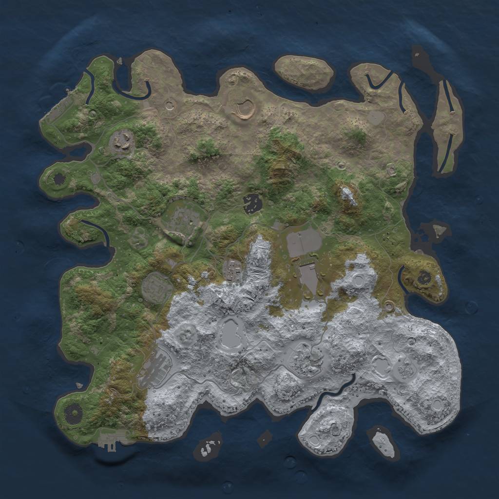 Rust Map: Procedural Map, Size: 3750, Seed: 310356938, 18 Monuments