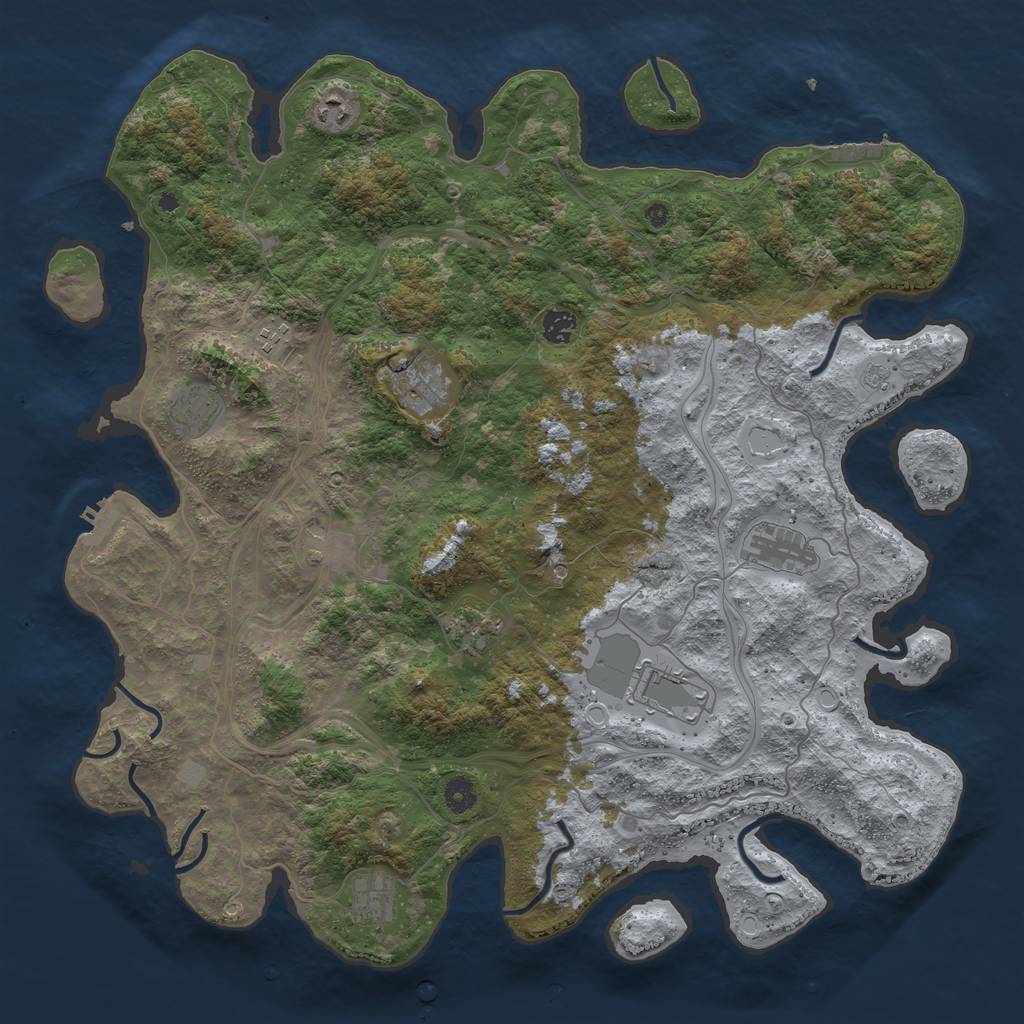 Rust Map: Procedural Map, Size: 4500, Seed: 634508260, 19 Monuments