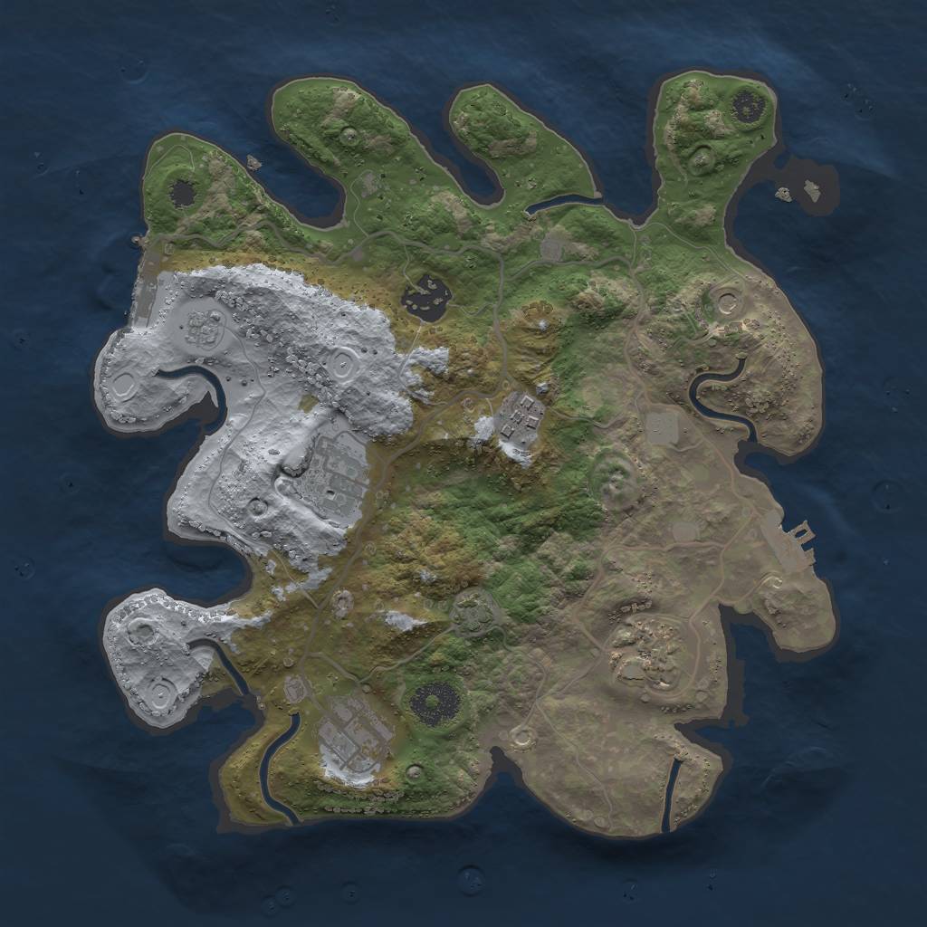 Rust Map: Procedural Map, Size: 3000, Seed: 621397382, 13 Monuments