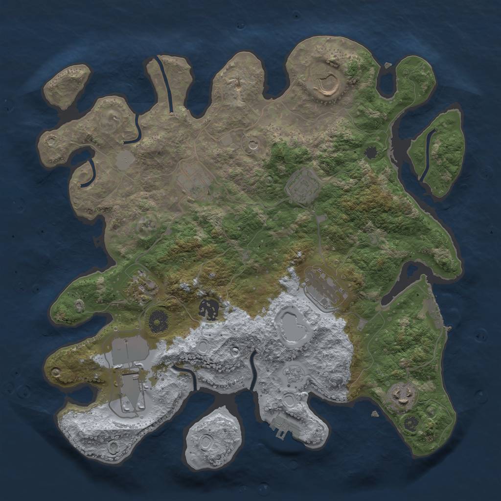 Rust Map: Procedural Map, Size: 3500, Seed: 56774444, 15 Monuments