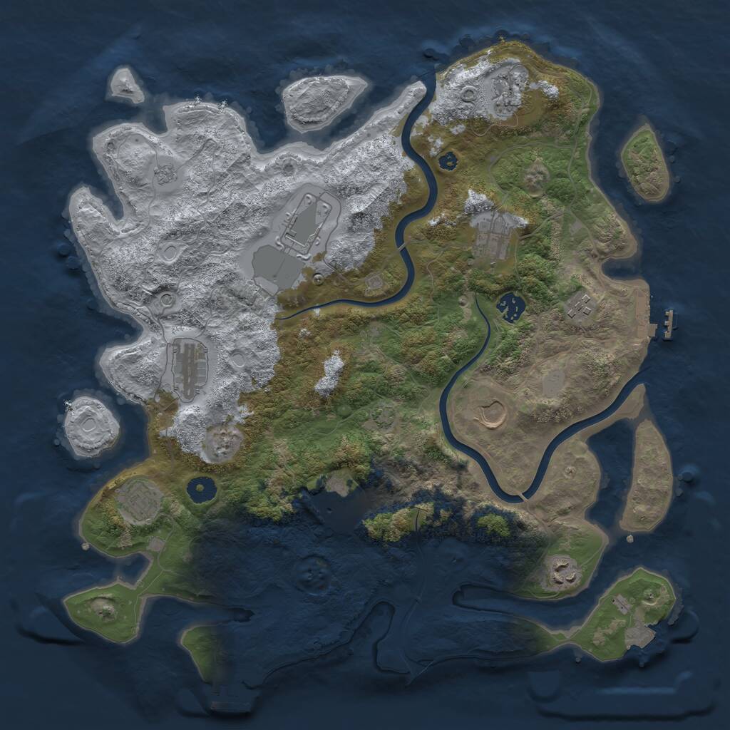 Rust Map: Procedural Map, Size: 3950, Seed: 382126524, 16 Monuments