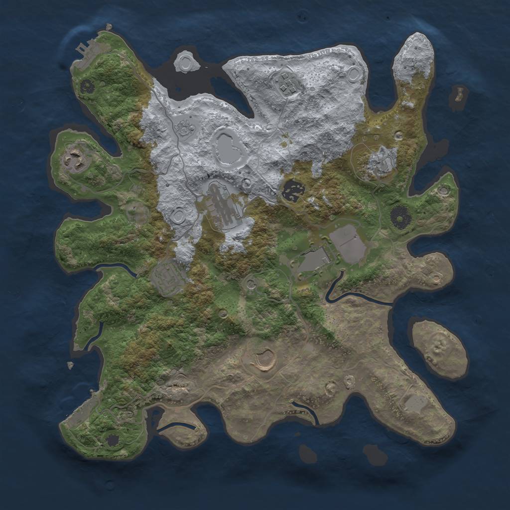 Rust Map: Procedural Map, Size: 3500, Seed: 1313936065, 17 Monuments