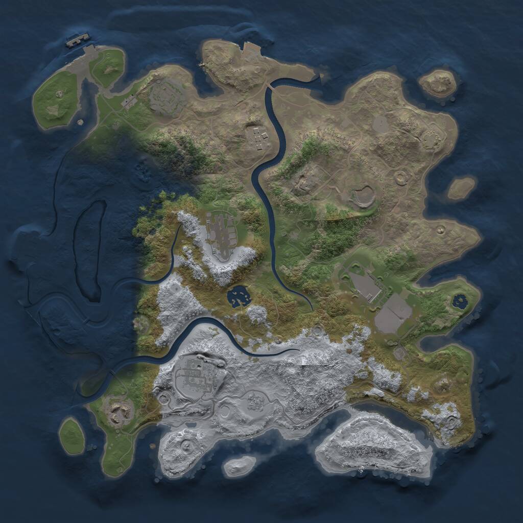 Rust Map: Procedural Map, Size: 3500, Seed: 659819794, 14 Monuments