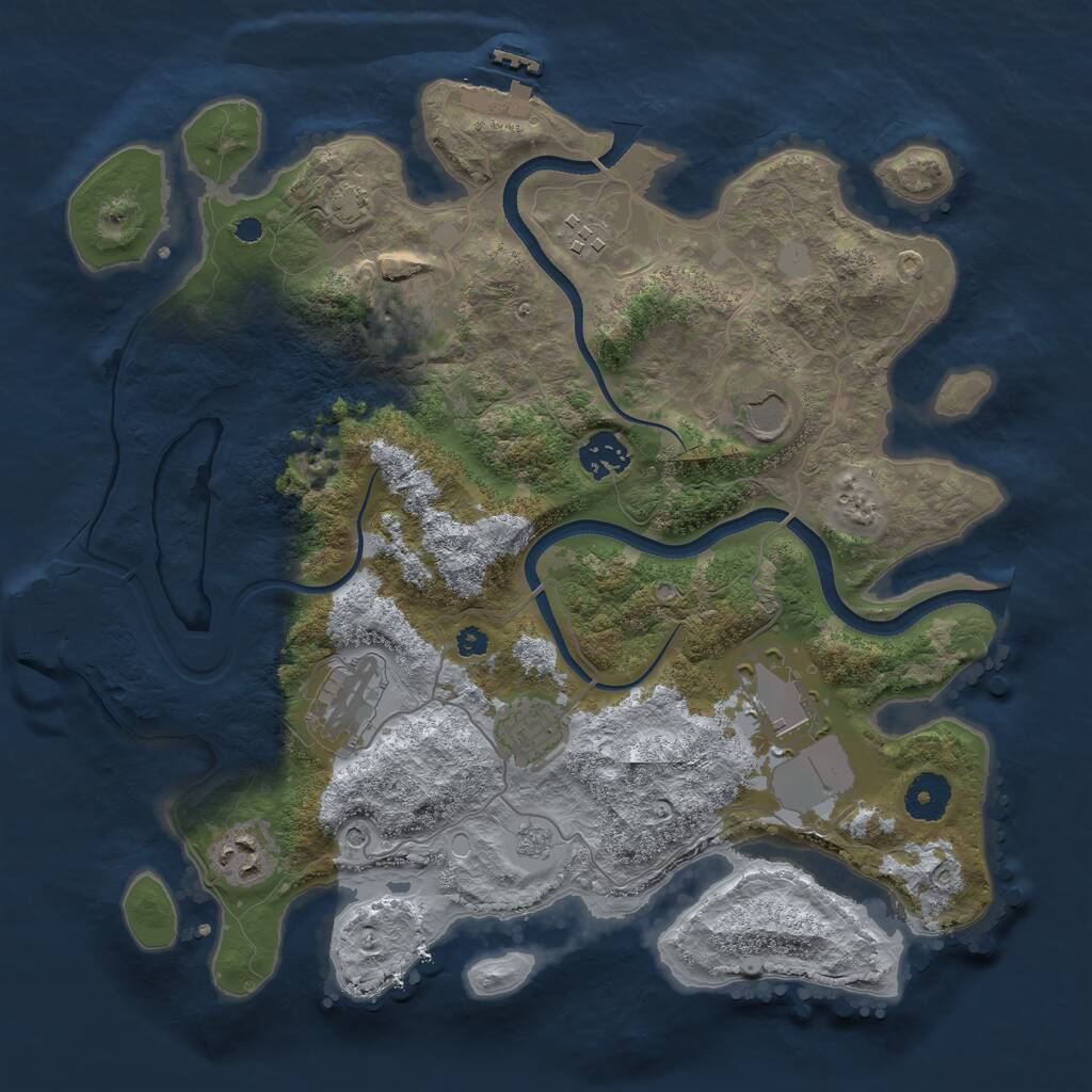 Rust Map: Procedural Map, Size: 3500, Seed: 659819794, 14 Monuments