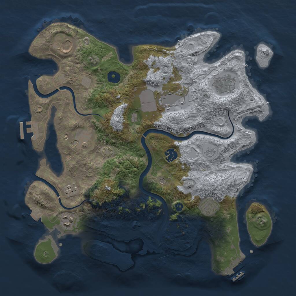 Rust Map: Procedural Map, Size: 3500, Seed: 1440598504, 14 Monuments