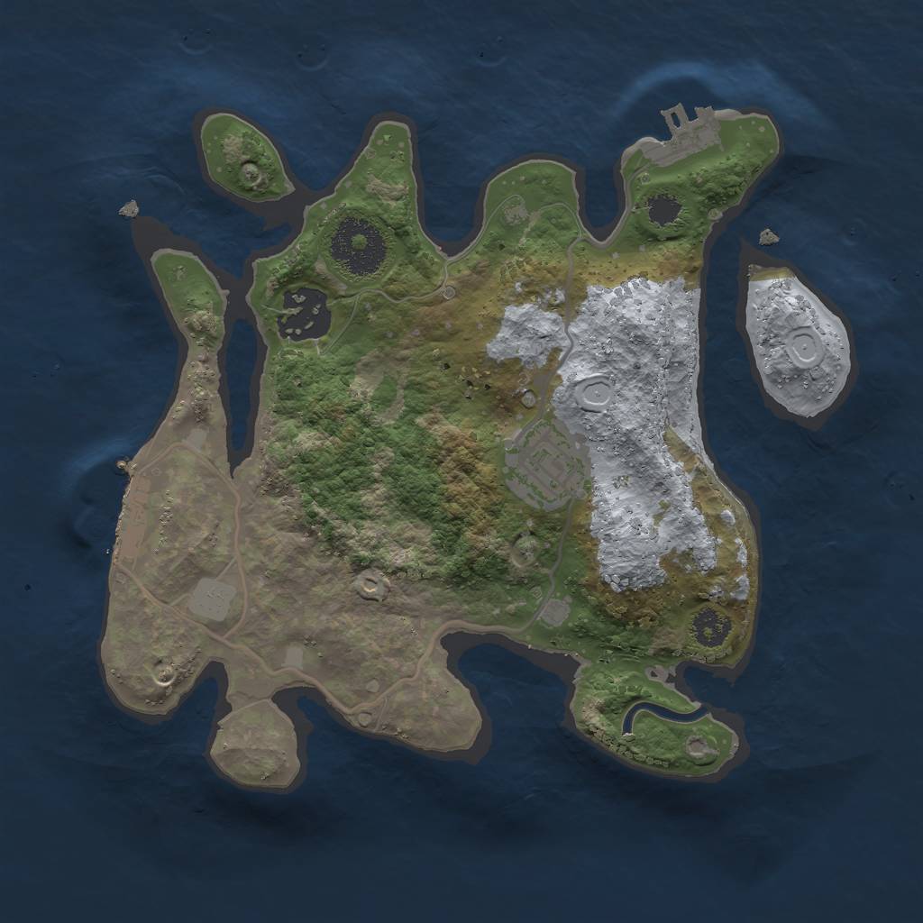 Rust Map: Procedural Map, Size: 2500, Seed: 70513633, 9 Monuments