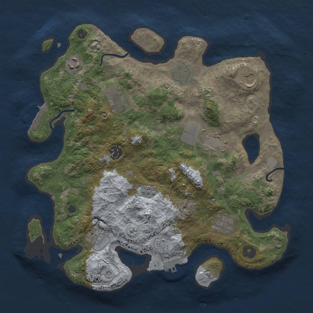Rust Map: Procedural Map, Size: 3500, Seed: 2099999999, 18 Monuments