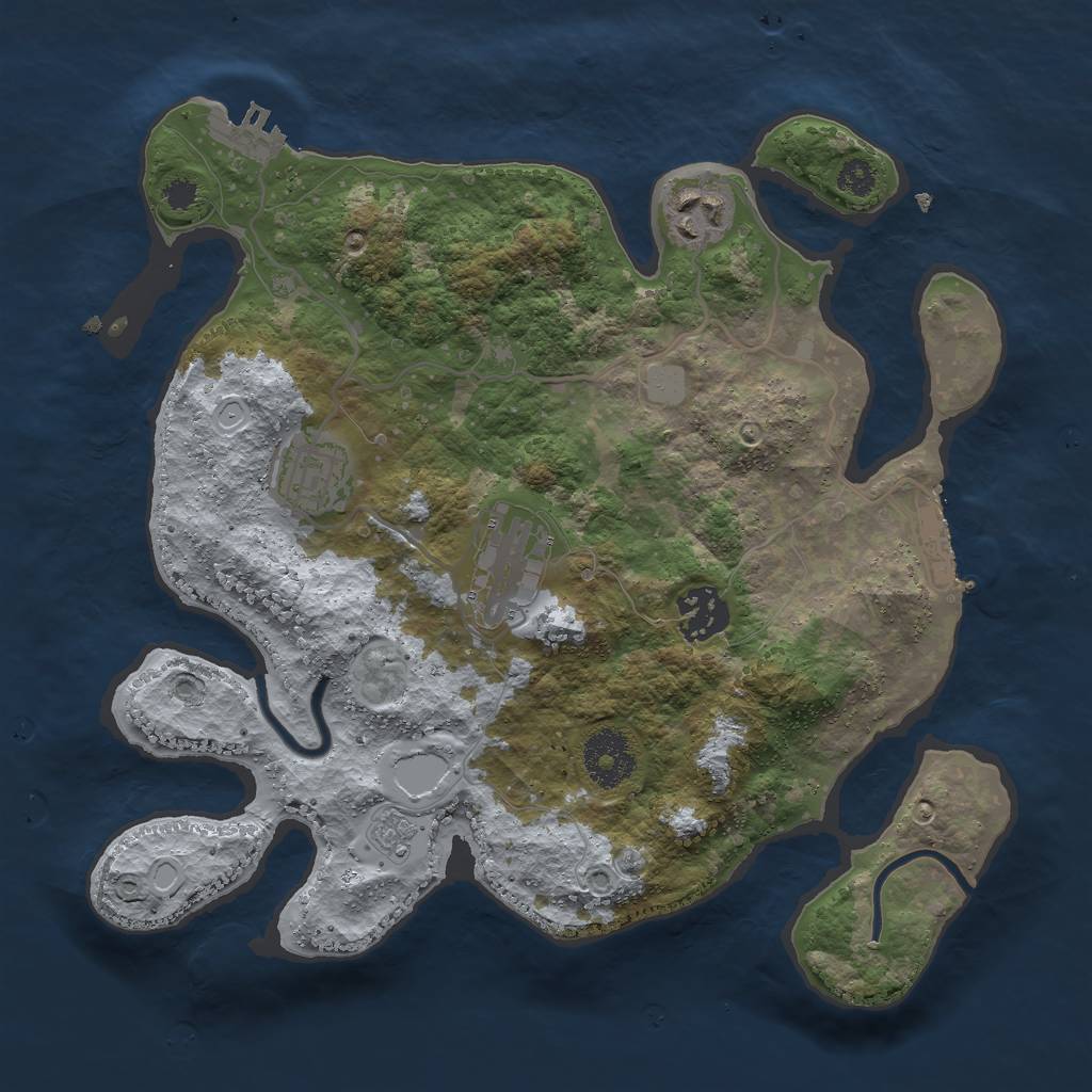 Rust Map: Procedural Map, Size: 3000, Seed: 2101458080, 10 Monuments