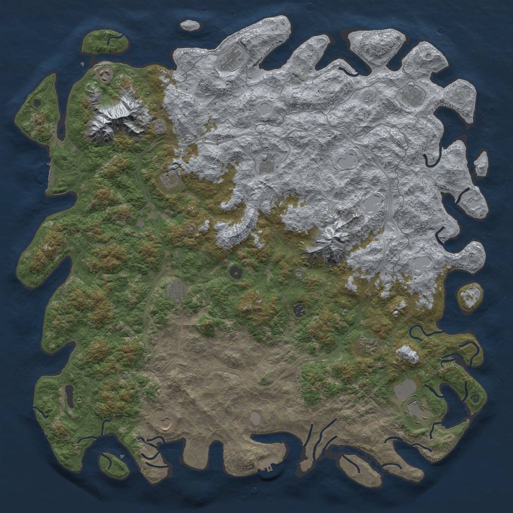 Rust Map: Procedural Map, Size: 6000, Seed: 8528, 18 Monuments