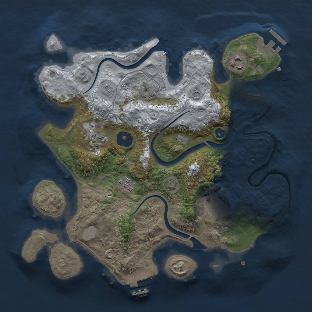 Rust Map: Procedural Map, Size: 3000, Seed: 876722695, 10 Monuments