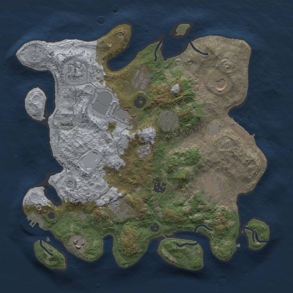 Rust Map: Procedural Map, Size: 3500, Seed: 1332699719, 19 Monuments