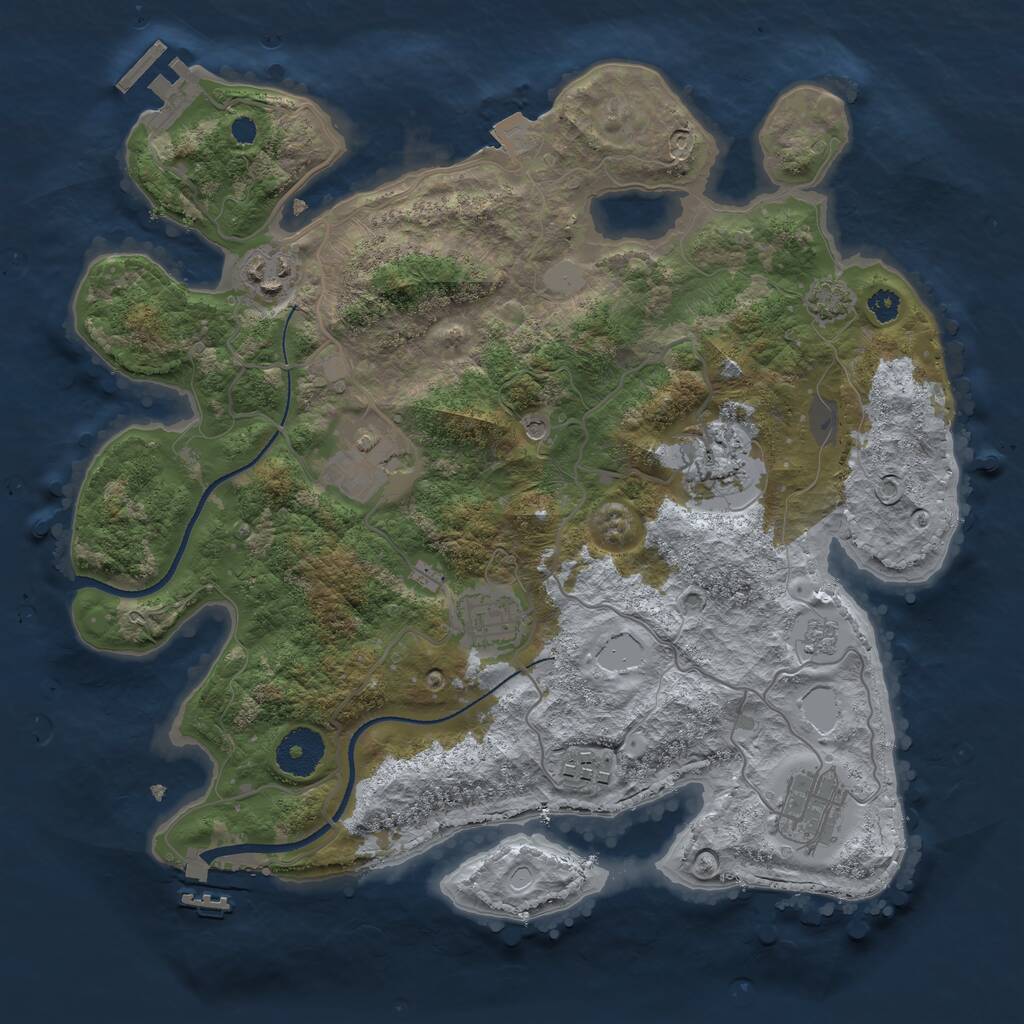 Rust Map: Procedural Map, Size: 3250, Seed: 1979068328, 12 Monuments