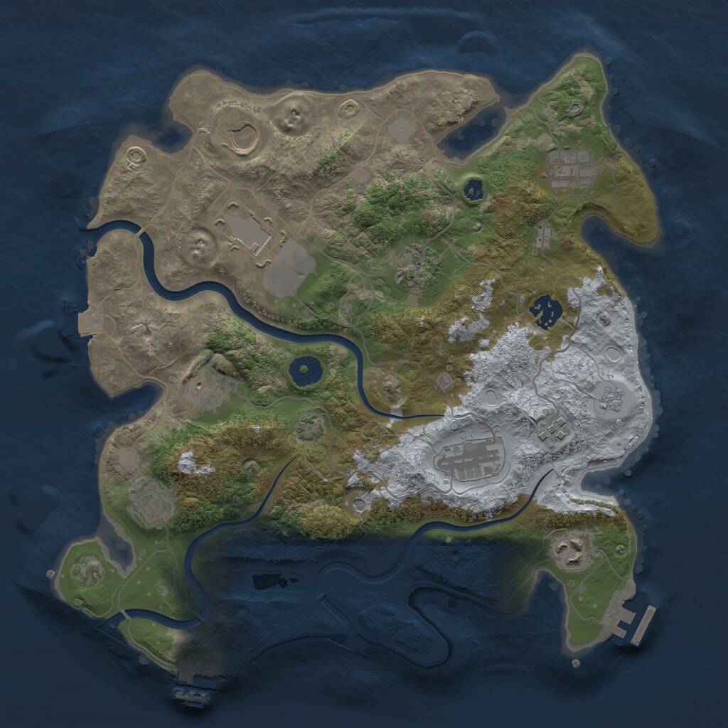 Rust Map: Procedural Map, Size: 3500, Seed: 2001246267, 16 Monuments