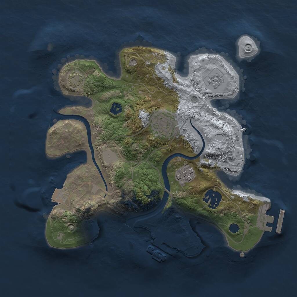 Rust Map: Procedural Map, Size: 2500, Seed: 1123124125, 8 Monuments