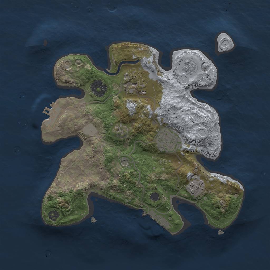 Rust Map: Procedural Map, Size: 2500, Seed: 1123124125, 12 Monuments