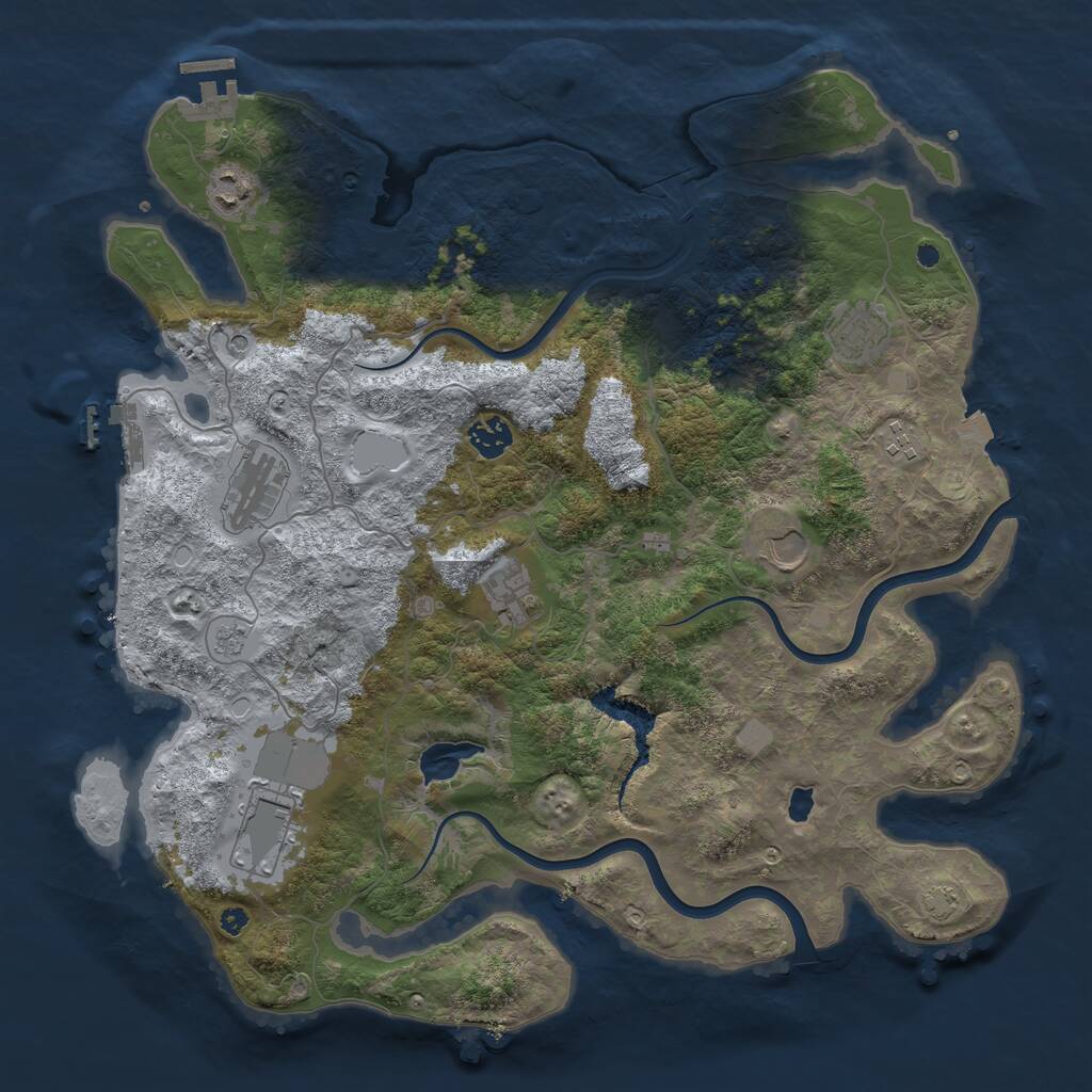 Rust Map: Procedural Map, Size: 4000, Seed: 1686428488, 14 Monuments